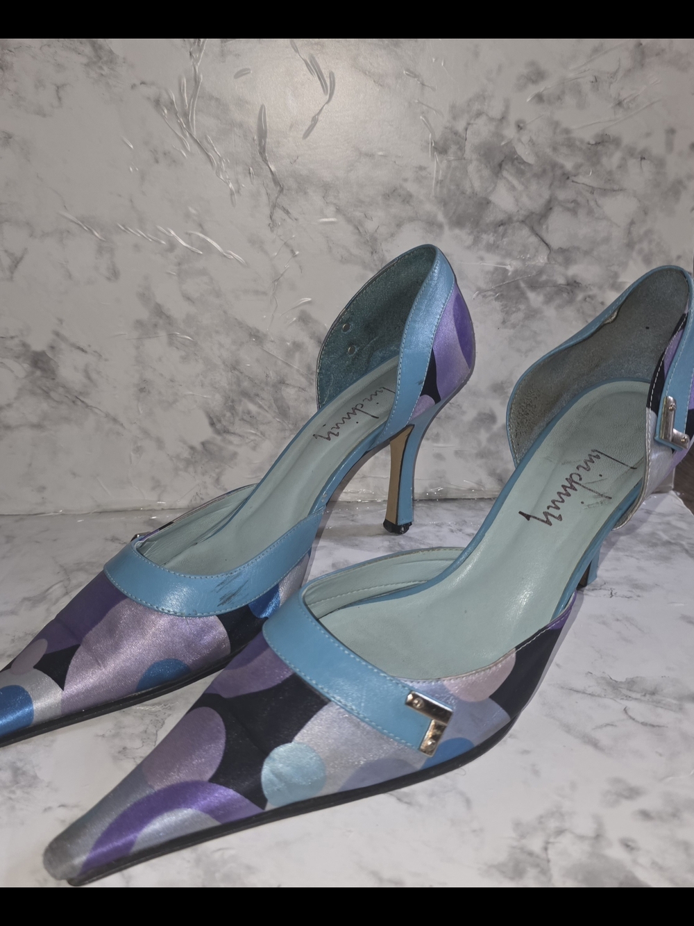Women's Pointed-Toe LUICHINY Heels in Blue and Purple